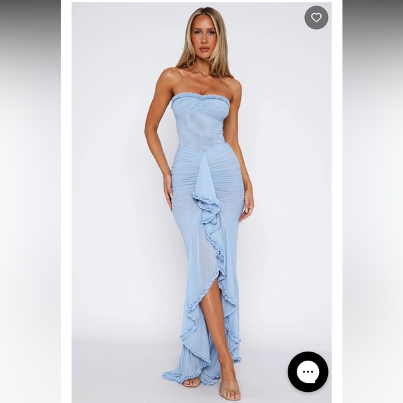 White fox Elegant Blue Strapless Dress - Picture 2 of 3